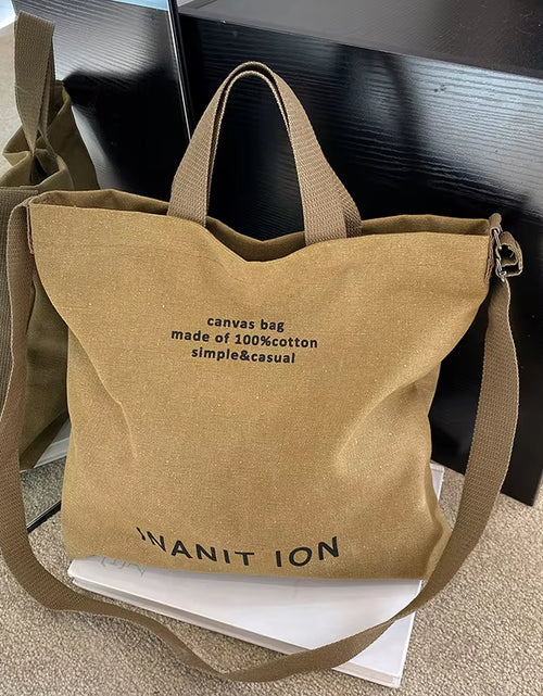 Load image into Gallery viewer, Japanese Canvas Men'S and Women'S Simple Cross-Body Bag Wash Canvas Thick Handbag Large Capacity Arts Students Package Satchel
