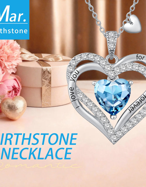 Load image into Gallery viewer, Love Pendant Necklaces for Women with Birthstone Zirconia, Christmas Birthday Anniversary Jewelry Gift for Women Wife
