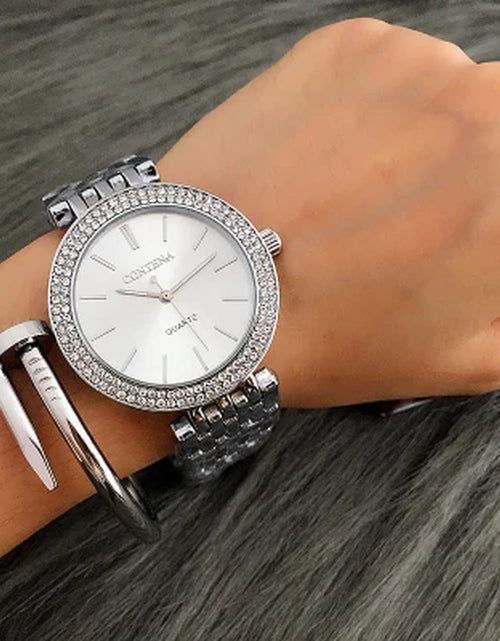 Load image into Gallery viewer, CONTENA Fashion Luxury Silver Watch Women Watches Rhinestone Women'S Watches Ladies Watch Stainless Steel Clock Reloj Mujer
