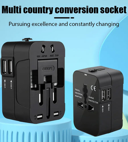 Universal Travel Adapter EU UK US AU AC Power Charger Adapter Outlet Converter Socket Plug Adaptor Connector with Dual USB Port