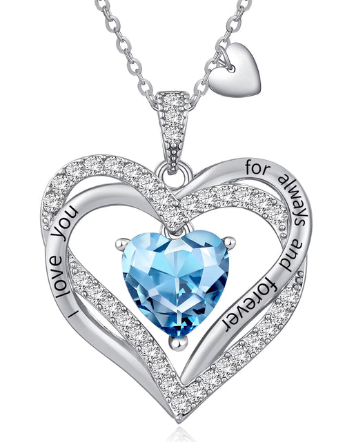 Load image into Gallery viewer, Love Pendant Necklaces for Women with Birthstone Zirconia, Christmas Birthday Anniversary Jewelry Gift for Women Wife
