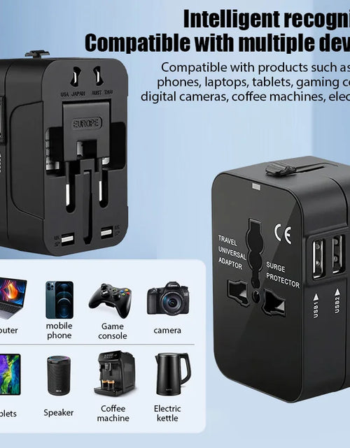Load image into Gallery viewer, Universal Travel Adapter EU UK US AU AC Power Charger Adapter Outlet Converter Socket Plug Adaptor Connector with Dual USB Port
