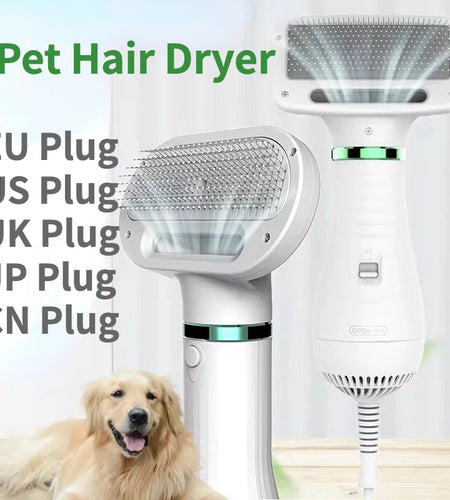 2-In-1 Pet Dog Dryer Quiet Dog Hair Dryers and Comb Brush Grooming Kitten Cat Hair Comb Puppy Fur Blower Low Noise Temprature