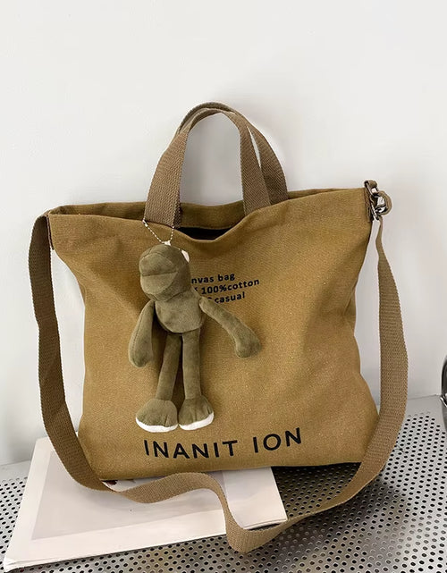 Load image into Gallery viewer, Japanese Canvas Men'S and Women'S Simple Cross-Body Bag Wash Canvas Thick Handbag Large Capacity Arts Students Package Satchel
