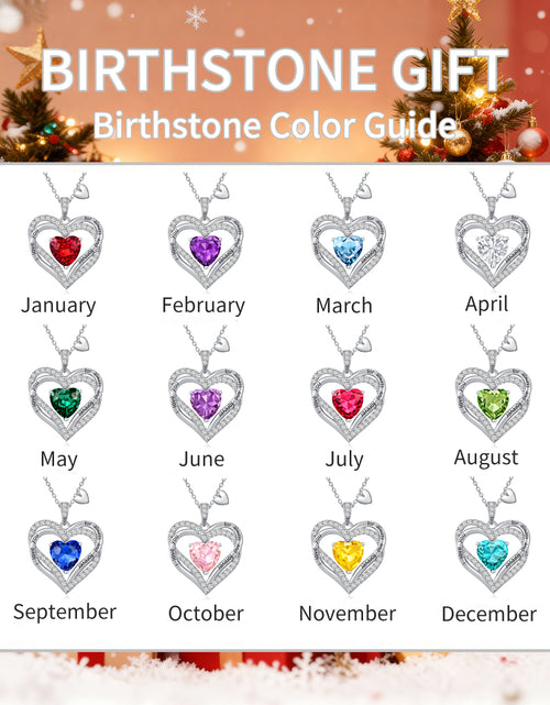 Load image into Gallery viewer, Love Pendant Necklaces for Women with Birthstone Zirconia, Christmas Birthday Anniversary Jewelry Gift for Women Wife

