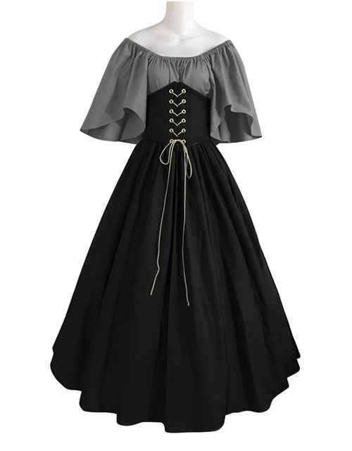 Load image into Gallery viewer, Womens Renaissance Faire Dresses Medieval Irish Traditional plus Size Dresses Ruffle over Dress Corset Retro Cosplay Gown
