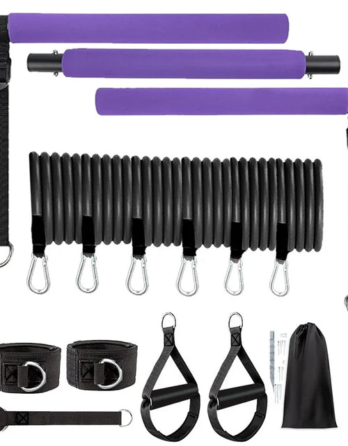 Load image into Gallery viewer, Multifunctional Pilates Bar Combination Fitness Bar Yoga Chest Expansion Tension Rope Back Trainer Elastic Rope Stretching Belt
