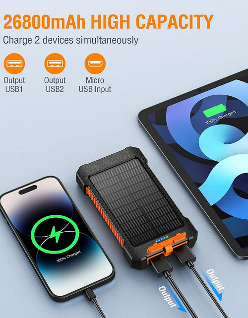 Load image into Gallery viewer, 26800Mah Solar Power Bank, USB Portable Solar Charger Compatible for Iphone, Android Phone
