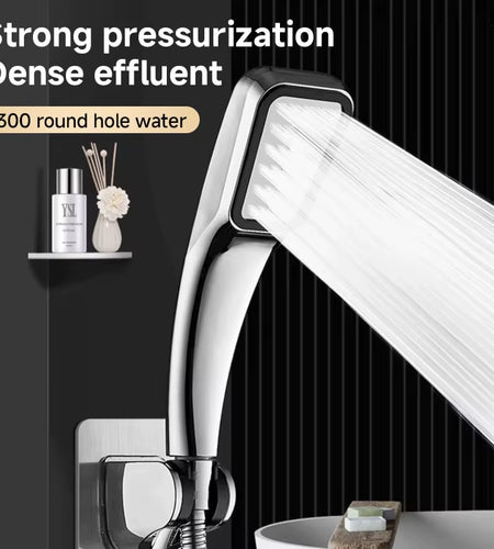 300 Holes Pressurized Showerhead Hand Hold Square Shower Head Water Saving Rainfall Spray Nozzle Bathroom Accessories