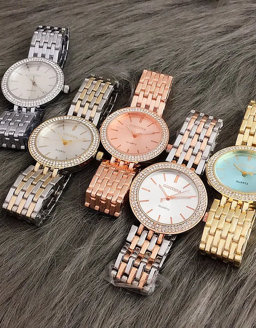 Load image into Gallery viewer, CONTENA Fashion Luxury Silver Watch Women Watches Rhinestone Women'S Watches Ladies Watch Stainless Steel Clock Reloj Mujer
