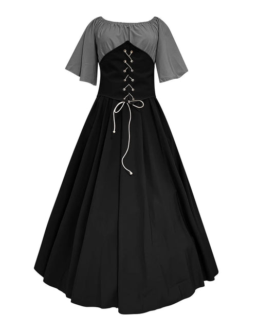 Load image into Gallery viewer, Womens Renaissance Faire Dresses Medieval Irish Traditional plus Size Dresses Ruffle over Dress Corset Retro Cosplay Gown
