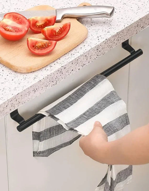 Load image into Gallery viewer, Towel Rod Steel Metal Wire over Cabinet Towel Rack Storage Organizer Bathroom Door Hanging Towel Rack Punch-Free Rag Hanger
