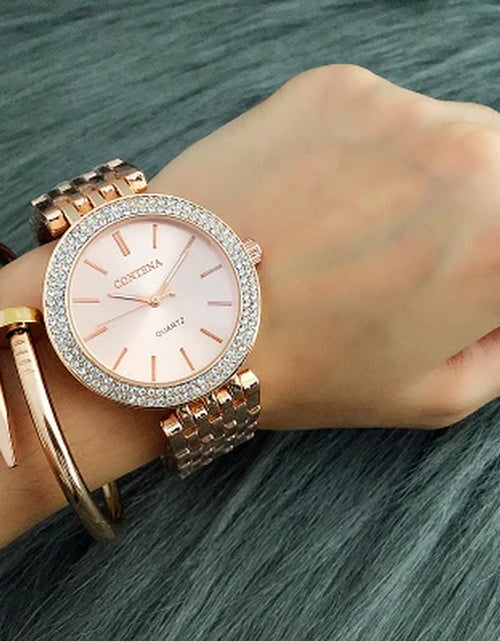 Load image into Gallery viewer, CONTENA Fashion Luxury Silver Watch Women Watches Rhinestone Women'S Watches Ladies Watch Stainless Steel Clock Reloj Mujer
