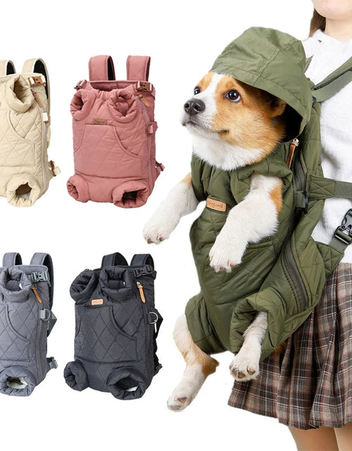 Load image into Gallery viewer, Winter Pet Dog Backpack Thicken Warm Cat Backpack Hands Free Portable Travel Dog Carrier for Small Dogs Windproof Safety Pet Bag

