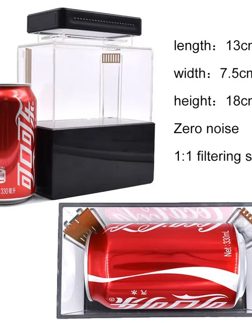 Load image into Gallery viewer, 1.5L Mini Betta Fish Tank Aquarium Desktop Decorations Marine Aquaponic Fishes Bowl with Water Fliter USB Air Pump LED Light
