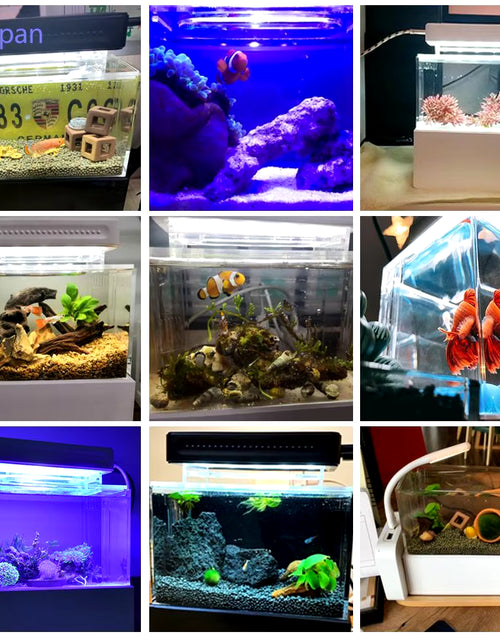 Load image into Gallery viewer, 1.5L Mini Betta Fish Tank Aquarium Desktop Decorations Marine Aquaponic Fishes Bowl with Water Fliter USB Air Pump LED Light
