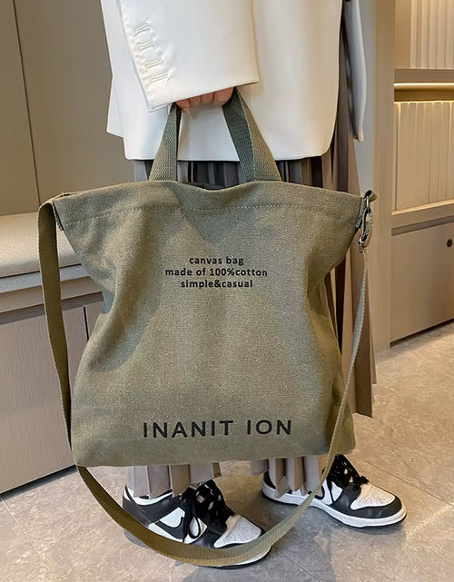 Load image into Gallery viewer, Japanese Canvas Men'S and Women'S Simple Cross-Body Bag Wash Canvas Thick Handbag Large Capacity Arts Students Package Satchel
