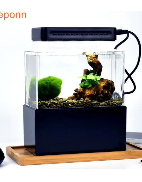 Load image into Gallery viewer, 1.5L Mini Betta Fish Tank Aquarium Desktop Decorations Marine Aquaponic Fishes Bowl with Water Fliter USB Air Pump LED Light
