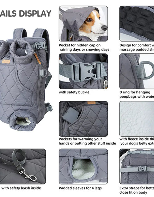 Load image into Gallery viewer, Winter Pet Dog Backpack Thicken Warm Cat Backpack Hands Free Portable Travel Dog Carrier for Small Dogs Windproof Safety Pet Bag
