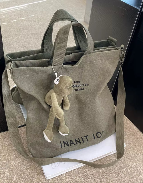 Load image into Gallery viewer, Japanese Canvas Men'S and Women'S Simple Cross-Body Bag Wash Canvas Thick Handbag Large Capacity Arts Students Package Satchel
