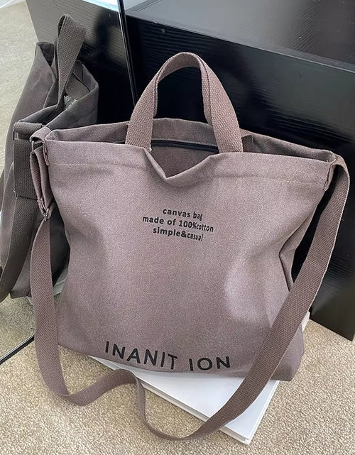 Load image into Gallery viewer, Japanese Canvas Men'S and Women'S Simple Cross-Body Bag Wash Canvas Thick Handbag Large Capacity Arts Students Package Satchel
